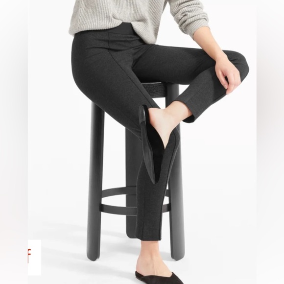 Everlane Stretch Ponte Pant Side Zip Pintuck Front Seam Charcoal Dark Grey Sz 0 - Picture 1 of 7